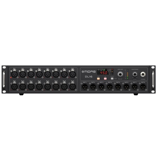 [Stage Box DL16] MIDAS Stage Box PARA M32R de 16-pre de micrófono y 8 salidas, interfaces a ULTRANET y ADAT