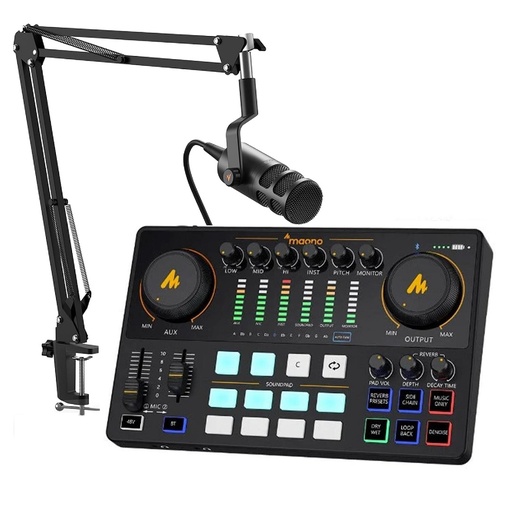 [AME2C Pro combo] MAONO AME2C Consola de Podcast Con Interfaz E2 y Micrófono Dinámico PD100 XLR