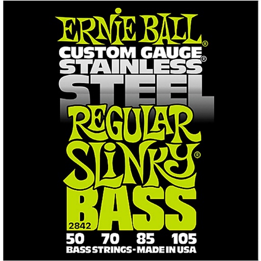 [ERNIE 2842] Ernie Ball Cuerdas Bajo Eléctrico Regular Slinky Stainless Steel Strings 50-70-85-105