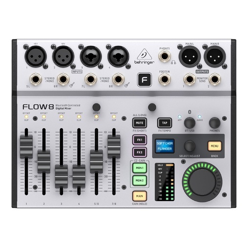 [FLOW8] BEHRINGER FLOW8 Consola Digital 8 Entradas, con Bluetooth, Efectos, Interfaz USB  y Control de Aplicación