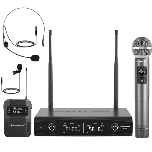 [PTU-52-1H1B] PHENYX PRO PTU-52-1H1B MICROFONO INALAMBRICO Set Manos Libres Headset y Balita UHF 2 Canales